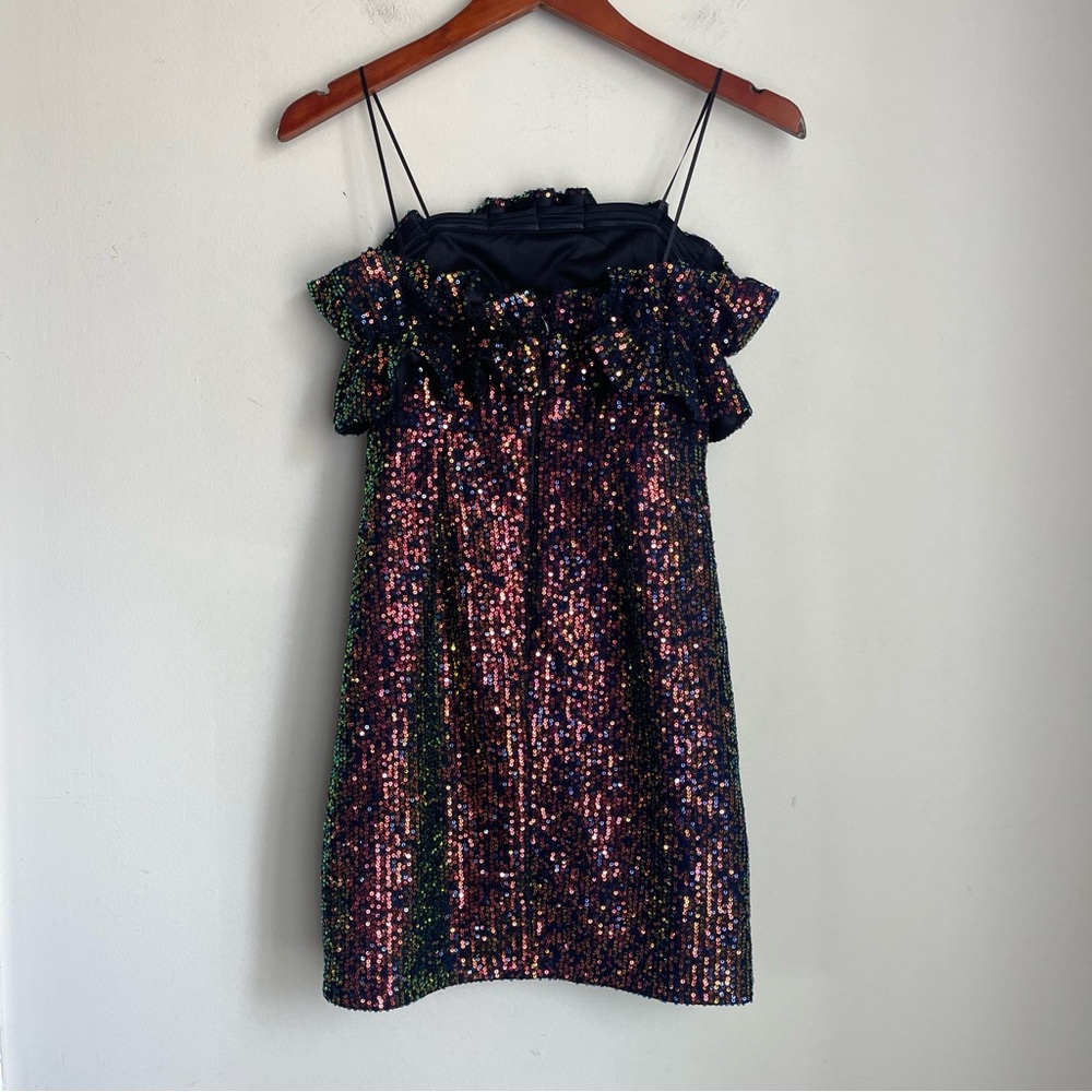 Thirty Thirty LA Strapless Sequin Multi-Color Ruffle Dress Size Small - Picture 7 of 11